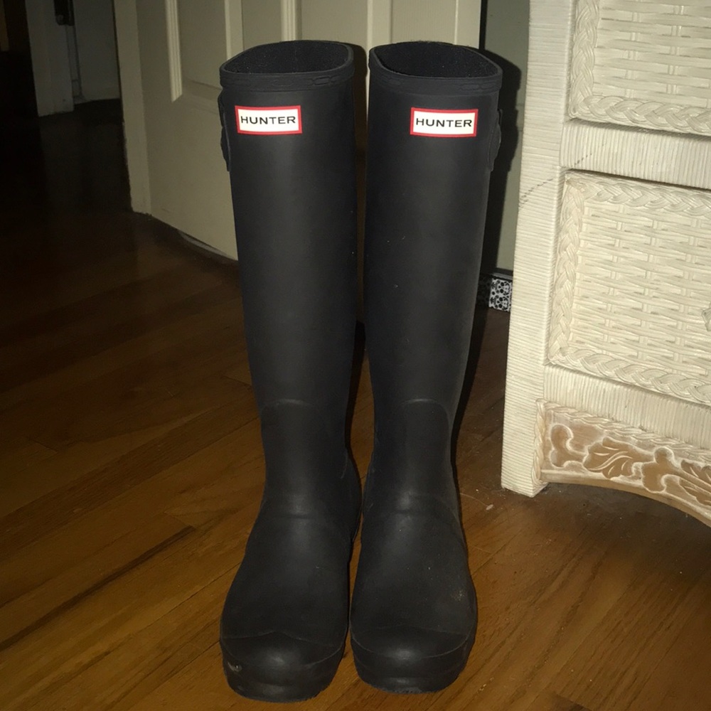 Matte black hunter boots